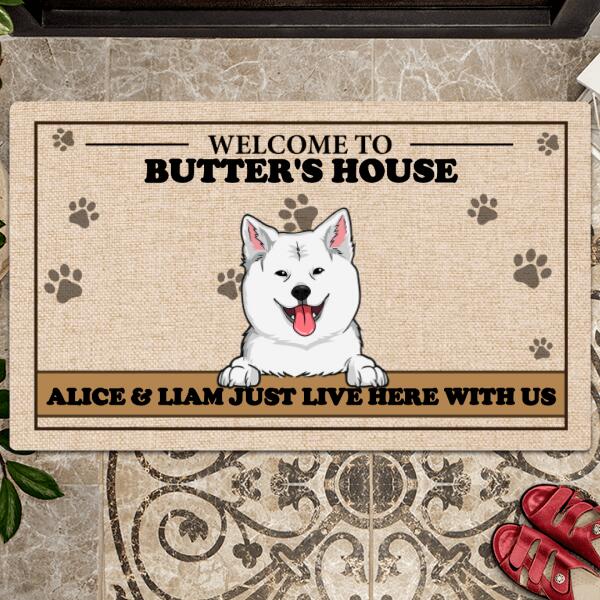 Pawzity Personalized Doormat, Gifts For Dog Lovers, Welcome To The Dog's House Beige Front Door Mat