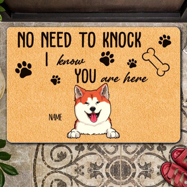 Pawzity No Need To Knock Custom Doormat, Gifts For Dog Lovers, We Know You Are Here Dog Welcome Mat