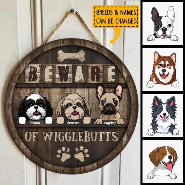 Pawzity Beware Of Wigglebutts Custom Wooden Signs, Gift For Dog Lovers, Personalized Housewarming Gifts , Dog Mom Gifts