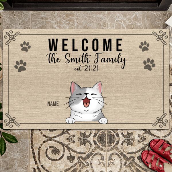 Pawzity Outdoor Door Mat, Gifts For Pet Lovers, Welcome Family Name Personalized Doormat