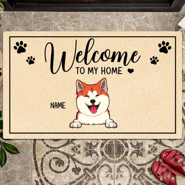 Pawzity Welcome To Our Home Personalized Doormat, Gifts For Dog Lovers, Dog Welcome Mat