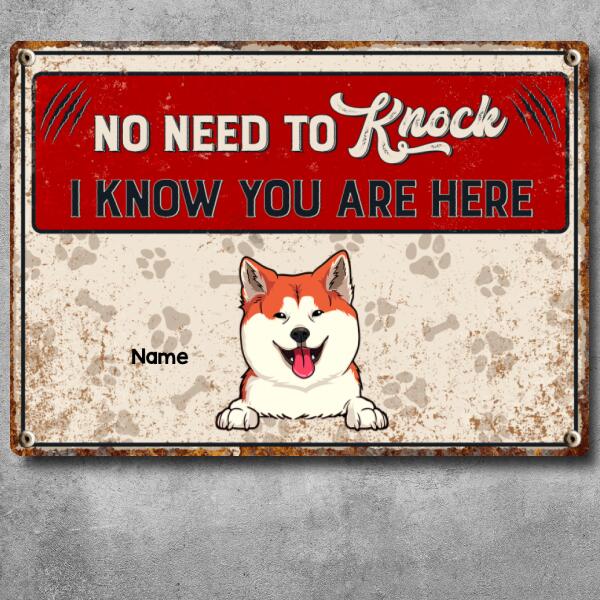 Pawzity Metal Yard Sign, Gifts For Pet Lovers, No Need to Knock We Know You Are Here Welcome Signs