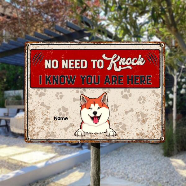 Pawzity Metal Yard Sign, Gifts For Pet Lovers, No Need to Knock We Know You Are Here Welcome Signs