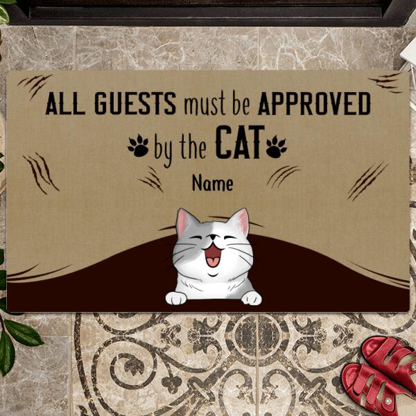 Pawzity Custom Doormat, Gifts For Cat Lovers, All Guests Must Be Approved By The Cats Outdoor Door Mat