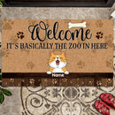 ﻿Pawzity Outdoor Door Mat, Gifts For Cat Lovers, Welcome, It's Basically The Zoo In Here Custom Doormat