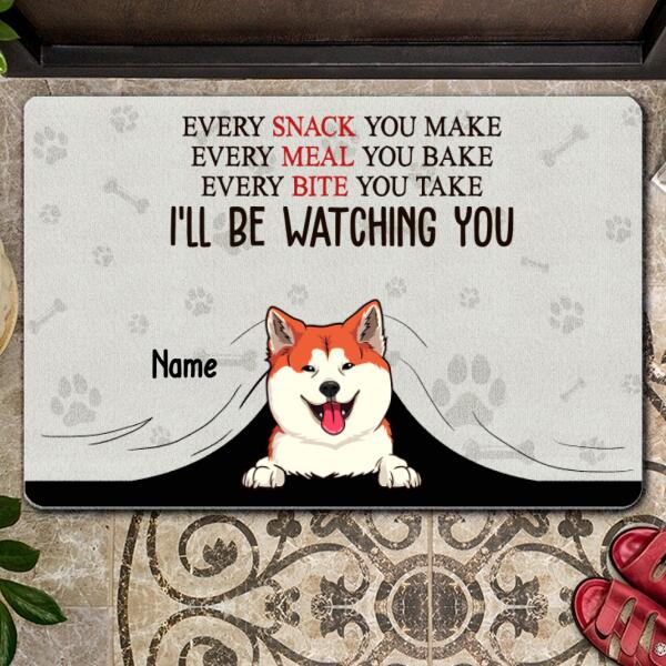 Pawzity Personalized Doormat, Gifts For Dog Lovers, Every Bite You Take We'll Be Watching You Front Door Mat