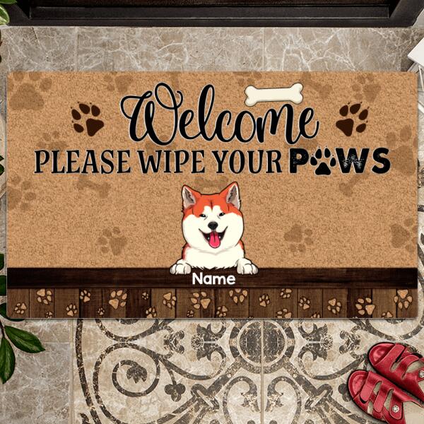 Pawzity Outdoor Door Mat, Gifts For Dog Lovers, Welcome Please Wipe Your Paws Personalized Doormat