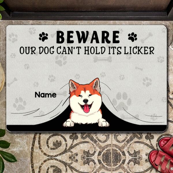 Pawzity Custom Doormat, Gifts For Dog Lovers, Beware Our Dogs Can't Hold Their Licker Front Door Mat