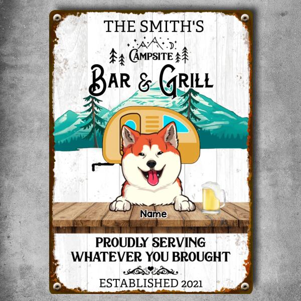 Pawzity Metal Camping Signs, Gifts For Dog Lovers, Proudly Serving Whatever You Brought Camper Van Bar Signs