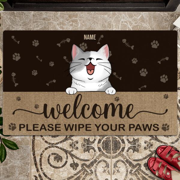 Pawzity Personalized Doormat, Gifts For Cat Lovers, Welcome Please Wipe Your Paws Front Door Mat