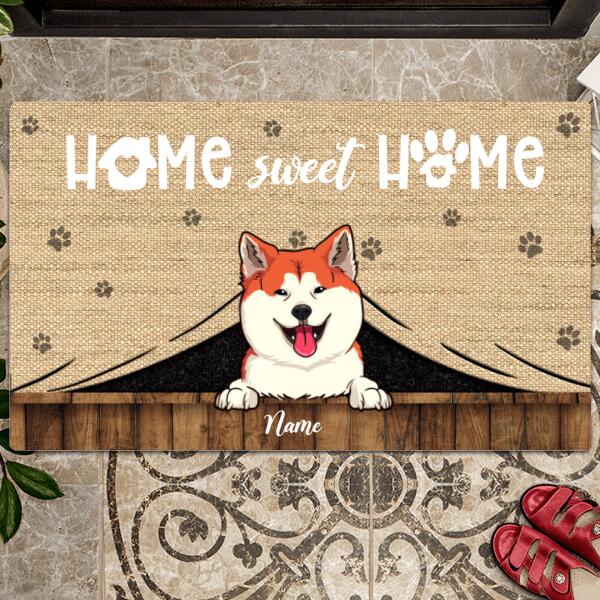 Pawzity Personalized Doormat, Gifts For Pet Lovers, Home Sweet Home Pet Peeking From Curtain Front Door Mat