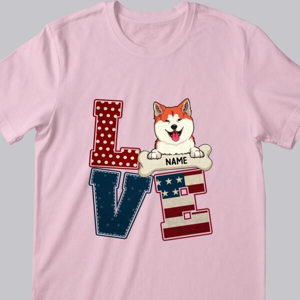 Love American Shirt, Dog Portrait T-Shirt, Gift For Dog Lovers, Personalized Dog Breed T-shirt