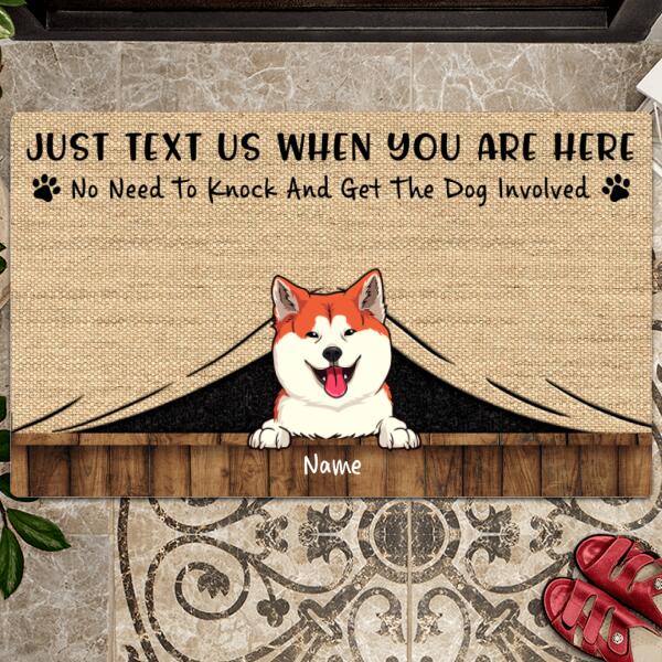 Pawzity No Need To Knock Custom Doormat, Gifts For Dog Lovers, Just Text Us When You Are Here Front Door Mat