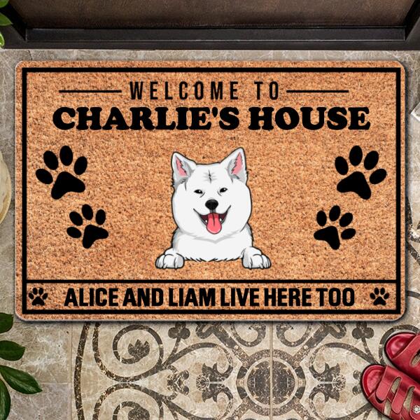 Pawzity Outdoor Door Mat, Gifts For Dog Lovers, Welcome To The Dogs' House Personalized Doormat