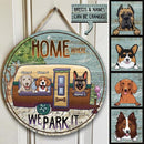 Pawzity Personalized Camping Signs, Gifts For Dog Lovers, Home Is Where We Park It, Dogs In Camper Van , Dog Mom Gifts