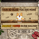 Pawzity Custom Doormat, Gifts For Cat Lovers, We Are So Glad You Are Home Someone Pooped In The Hallway