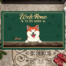 Pawzity Custom Doormat, Gifts For Pet Lovers, Welcome To Our Home Dark Green Front Door Mat