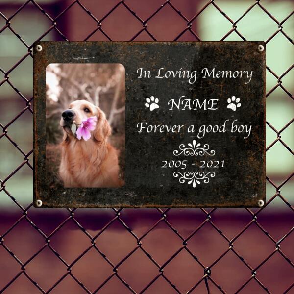 Pawzity In Loving Memory Metal Memorial Yard Sign, Pet Loss Gifts, Forever A Good Boy Pet Memorial Signs