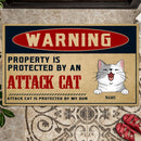 Pawzity Custom Doormat, Gifts For Cat Lovers, Property Is Protected By An Attack Cat Warning Front Door Mat