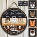 Pawzity Wood Bar Signs, Gifts For Cat Lovers, Catio Bar & Grill Proudly Serving Whatever You Brought Custom Wooden Signs , Cat Mom Gifts