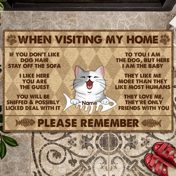 Pawzity Custom Doormat, Gifts For Cat Lovers, When Visiting Our Home Please Remember Front Door Mat