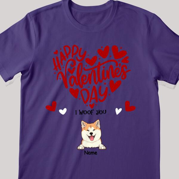 Happy Valentine's Day We Woof You, Heart T-shirt, Personalized Dog Breeds T-shirt, Gifts For Her, T-shirt For Dog Lovers