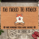 Pawzity No Need To Knock Custom Doormat, Gifts For Dog Lovers, We Know You Are Here Dog & Bone Front Door Mat
