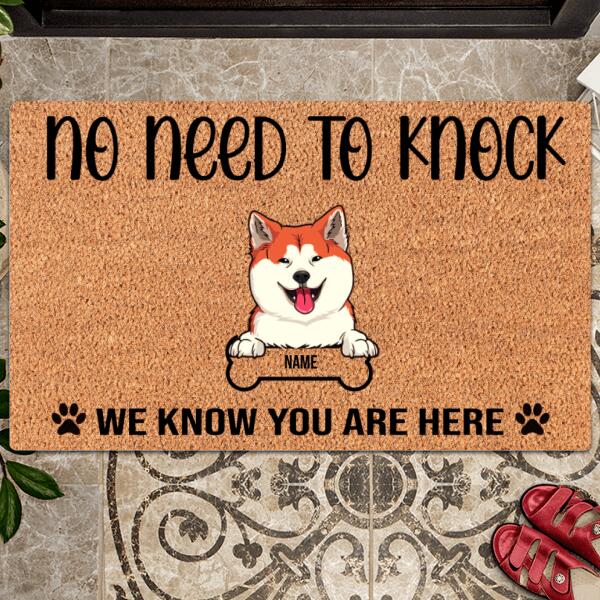 Pawzity No Need To Knock Custom Doormat, Gifts For Dog Lovers, We Know You Are Here Dog & Bone Front Door Mat