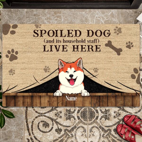 Pawzity Custom Doormat, Gifts For Dog Lovers, Spoiled Dogs And Their Household Staff Live Here Front Door Mat