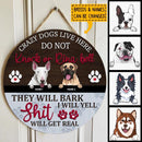 Pawzity Custom Wooden Signs, Gifts For Dog Lovers, Crazy Dogs Live Here Do Not Knock Or Ring Bell They Will Bark , Dog Mom Gifts