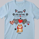 Happy Valentine, Leopard And Plaid Heart, Personalized Cat Breeds T-shirt, Gifts For Her, T-shirt For Cat Lovers