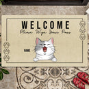 Pawzity Personalized Doormat, Gifts For Pet Lovers, Welcome Please Wipe Your Paws Beige Outdoor Door Mat
