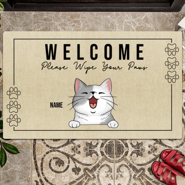 Pawzity Personalized Doormat, Gifts For Pet Lovers, Welcome Please Wipe Your Paws Beige Outdoor Door Mat