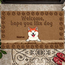 Pawzity Personalized Doormat, Gifts For Dog Lovers, Welcome Hope You Like Dogs Brown Outdoor Door Mat