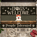 Pawzity Custom Doormat, Gifts For Dog Lovers, Dogs Welcome People Tolerated Black Outdoor Door Mat