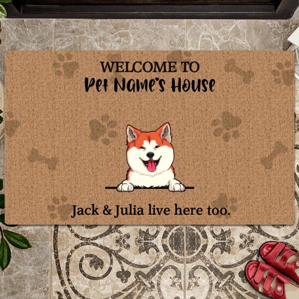 Pawzity Custom Doormat, Gifts For Pet Lovers, Welcome To My Pets' House We Live Here Too Front Door Mat