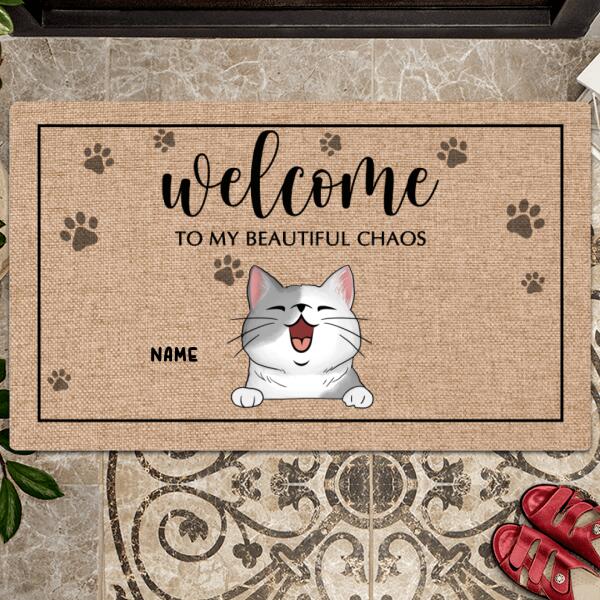 Pawzity Personalized Doormat, Gifts For Pet Lovers, Welcome To Our Beautiful Chaos Front Door Mat