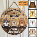 Pawzity No Need To Knock We Know You Are Here Custom Wooden Sign, Gifts For Cat Lovers, Funny Signs , Cat Mom Gifts