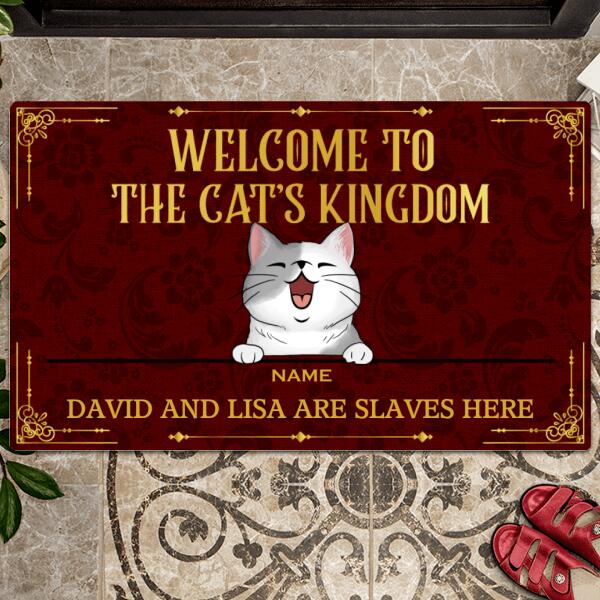 Pawzity Custom Doormat, Gifts For Cat Lovers, Welcome To The Cat's Kingdom The Humans Are Slaves Front Door Mat