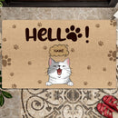 Pawzity Custom Doormat, Gifts For Cat Lovers, Hello Brown Front Door Mat, Personalized Housewarming Gifts