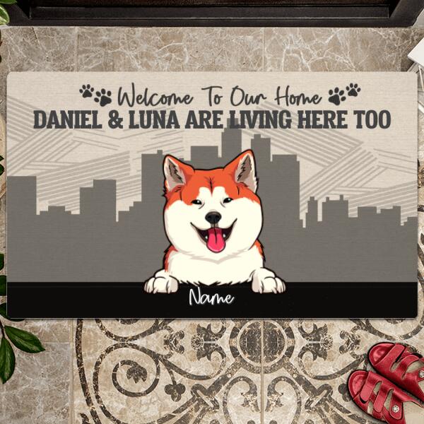 Pawzity Welcome To Our Home Custom Doormat, Gifts For Pet Lovers, The Humans Are Living Here Too Front Door Mat