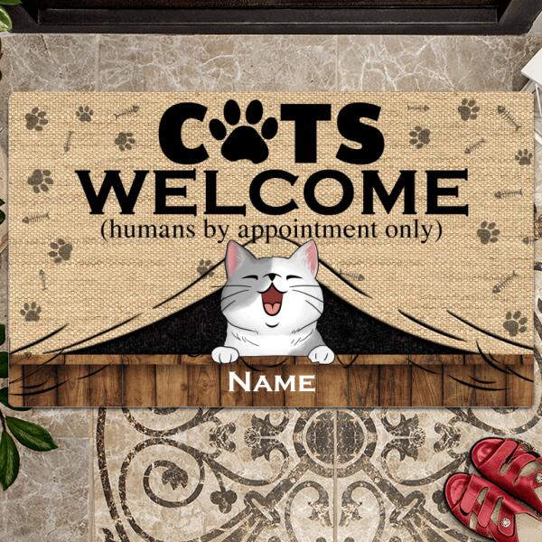 Pawzity Custom Doormat, Gifts For Cat Lovers, Cats Welcome Humans By Appointment Only Front Door Mat