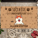 Pawzity Custom Doormat, Gifts For Dog Lovers, Security Provided By Alarm System Outdoor Door Mat