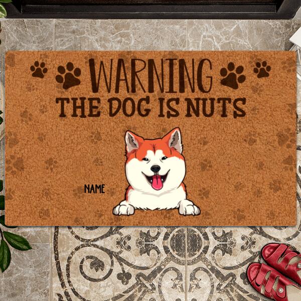 Pawzity Custom Doormat, Gifts For Dog Lovers, Warning Dogs Are Nuts Outdoor Door Mat