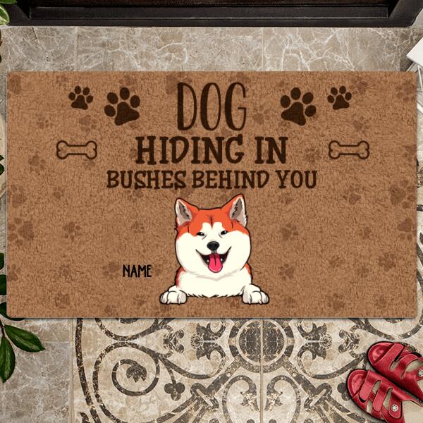 Pawzity Custom Doormat, Gifts For Dog Lovers, Dogs Hiding In Bushes Behind You Outdoor Door Mat