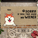 Pawzity Custom Doormat, Gifts For Dog Lovers, Sorry If You Trip Over My Wiener Outdoor Door Mat