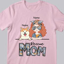 Rescue Mom, Vintage Style, Dog Mom T-shirt, Dog Mom & Her Dogs, Gift For Dog Mom, Personalized Dog Lover T-shirt