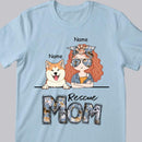 Rescue Mom, Vintage Style, Dog Mom T-shirt, Dog Mom & Her Dogs, Gift For Dog Mom, Personalized Dog Lover T-shirt