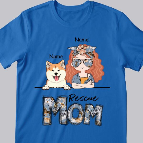 Rescue Mom, Vintage Style, Dog Mom T-shirt, Dog Mom & Her Dogs, Gift For Dog Mom, Personalized Dog Lover T-shirt