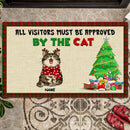Christmas Personalized Doormat, Gifts For Cat Lovers, All Visitors Must Be Approved By The Cats Front Door Mat